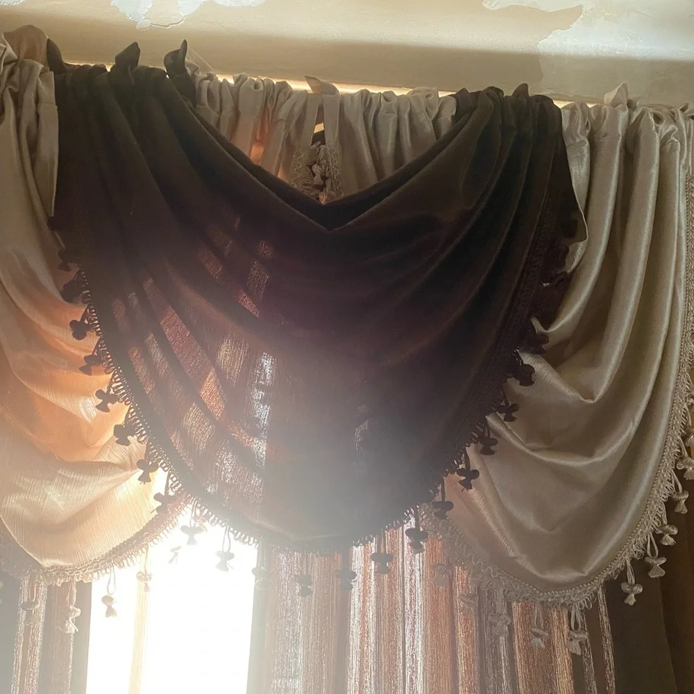 Regal Home Regency Valance Rod Pocket Waterfall Valance in cream set of 3